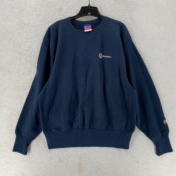 Vintage 80s 90s Champion Reverse Weave Crewneck‎ Sweatshirt Mens LARGE Blue LOGO - Picture 1 of 14